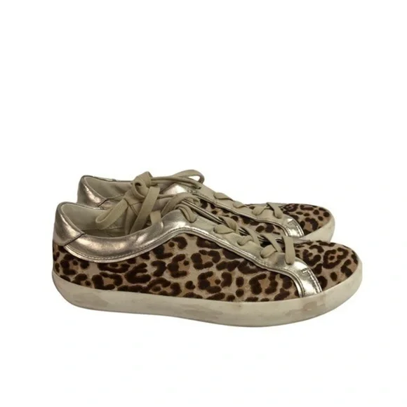 Sam Edelman Leather Leopard Gold Sneakers - Picture 5 of 11